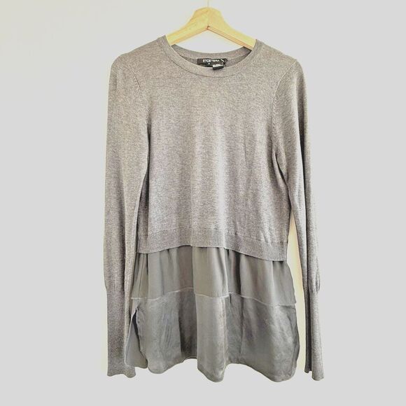 Women Etcetera Silk Blend Multi Media Sweater size S lightweight grey - Picture 10 of 10